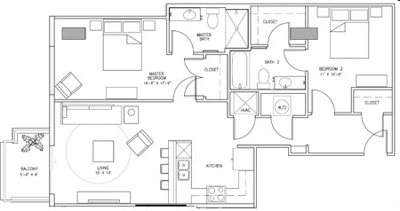 2BR/2BA - 21 Rio Apartments