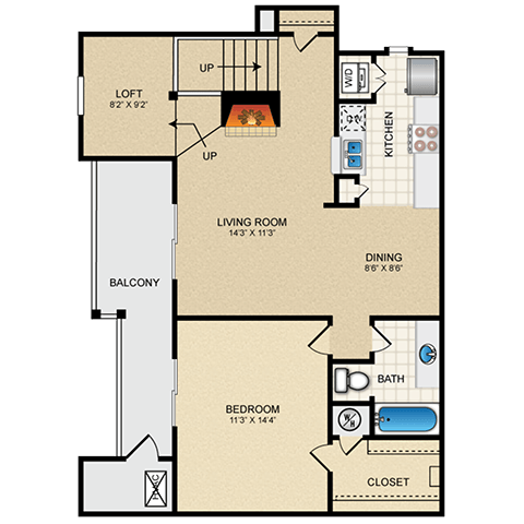 Floorplan - Waterford Place Apartments & Townhomes