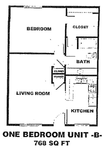 1 Bedroom + 1 Bathroom (B) - Casa Loma Apartments