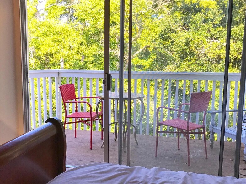 Private patio off of master bedroom overlooking trees and Soquel Creek - 3560 Paper Mill Rd