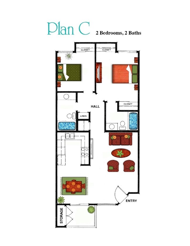 2BR/2BA - The Arches at Regional Center West Apartments