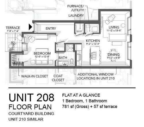 Layout of unit 3-233 - 401 Linden St