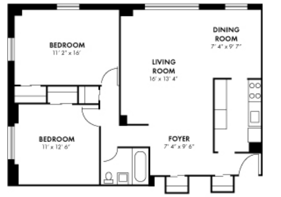 2BR/1BA - Skyline Tower