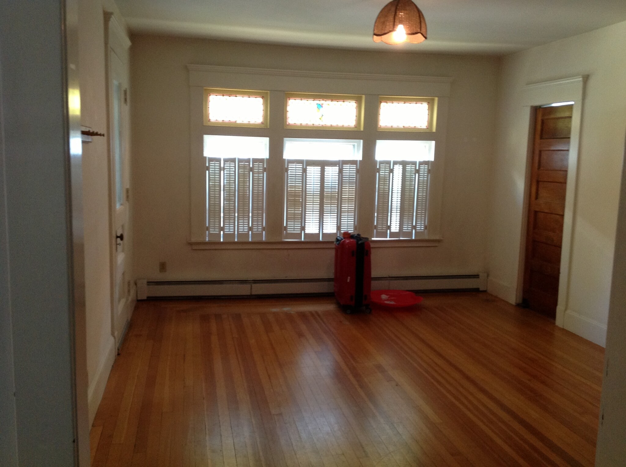 Formal dining room with stain glass windows - 188 Lawrence St