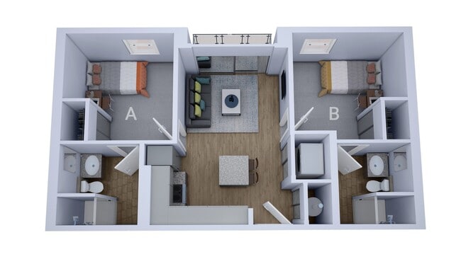 B1: 2BD | 2BA | 647 SF - The Rowe