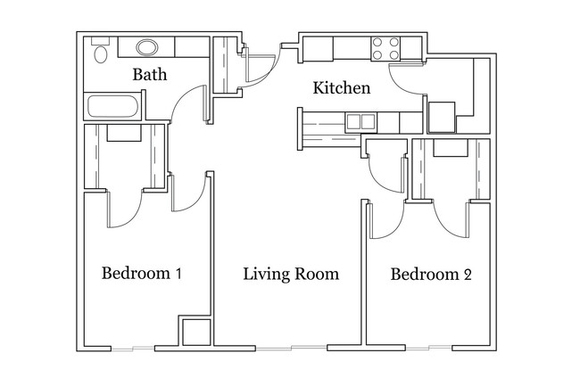 2 Bedroom/1 Bath 1005sq - Crown Apartments