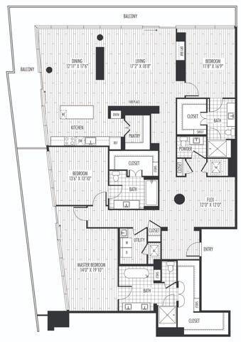 PH4 Floor Plan - The Residences at La Colombe d'Or