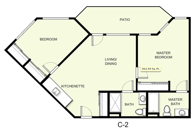 2BR/2BA - The Fairmont Independent Senior Living