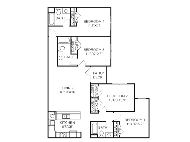 4 Bed 3 Bath - The Vic Student Apartments