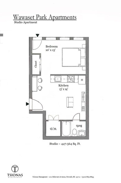 Studio-Floorplan - Wawaset Park Apartments