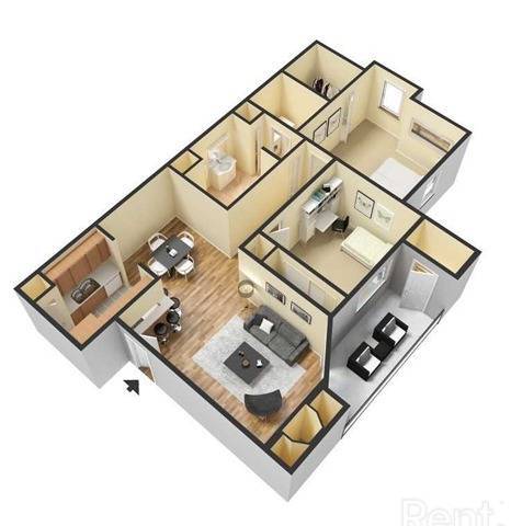 2 bedroom, 2 bath, 864 sq. ft. - Campbell Flats