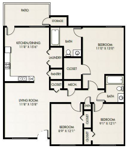 Two Bedroom - Timberwood Trace Apartments