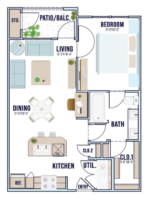 A1 | 700 sq ft - Milwee Street Apartments