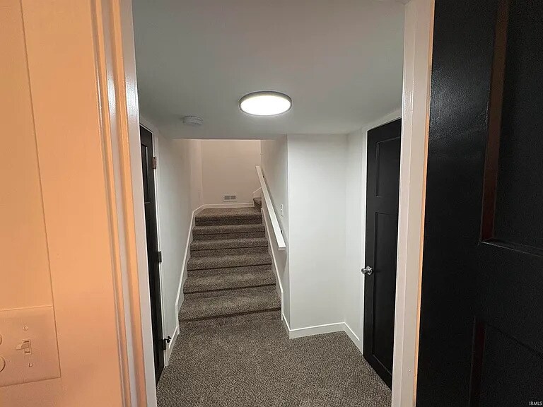 Staircase leading down to studio (photo taken from inside bathroom) - 1002 S 36th St