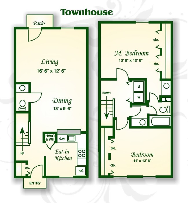 The Magnolia Townhouse EIK - Crabtree Crossing Apartments and Townhomes