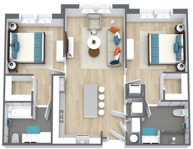 Hawthorne Park 2 Bedroom - Level 1 - 3D Floor Plan.jpg - Hawthorne Park