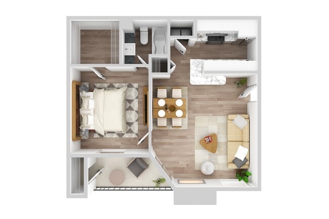 1 Bedroom | 1 Bath | 600 SF - The Augusta Apartments