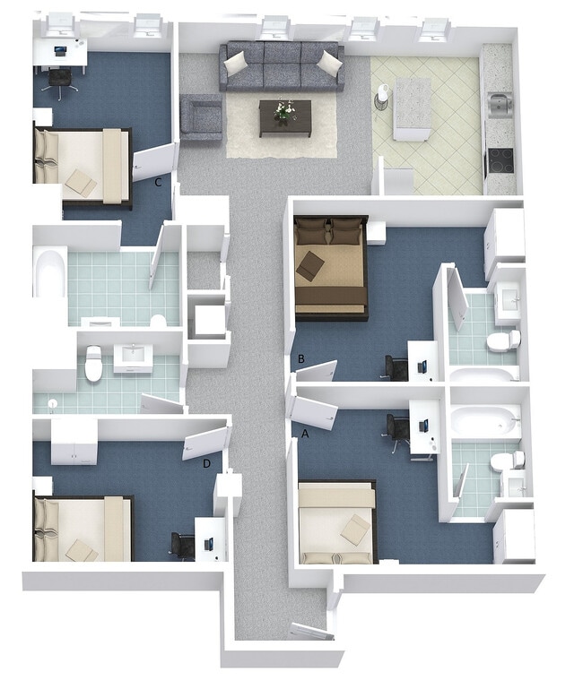 4x4 Layout A - University Lofts