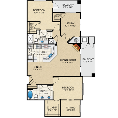 Floorplan - The Claremont Apartment Homes