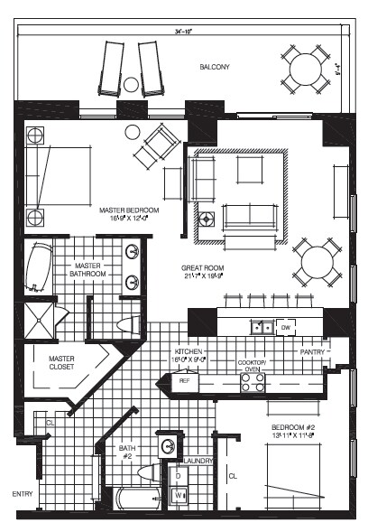 2BR/2BA - The Mark