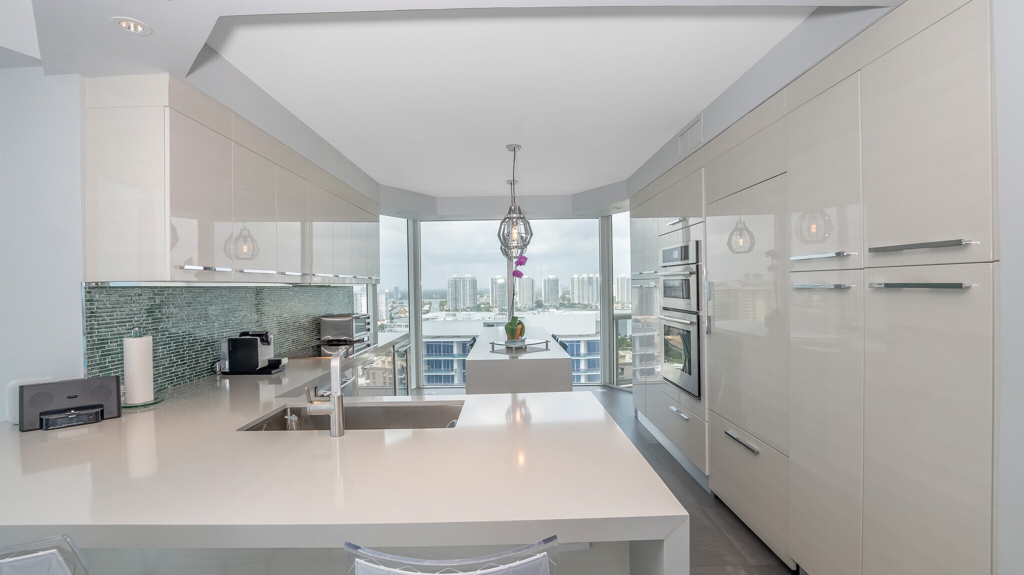 Balcony to Intracoastal from Kitchen - 17555 Collins Ave