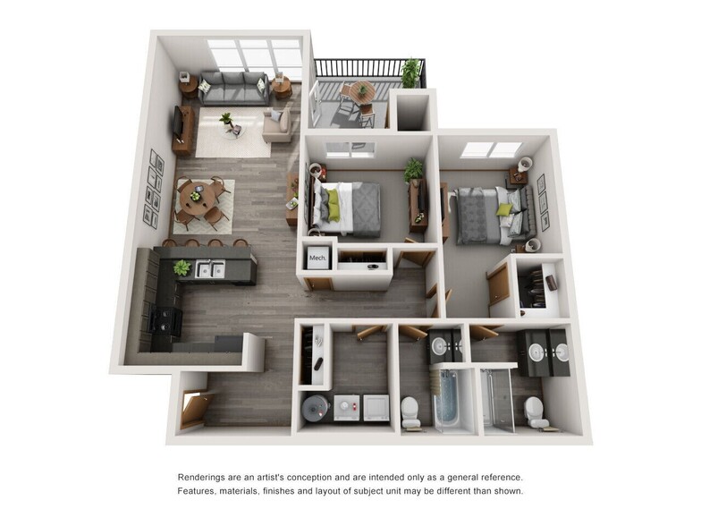 The Blake - Phase II 2X2 - 2 Beds - 2 Baths - 1112 Sq. ft. - The Blake