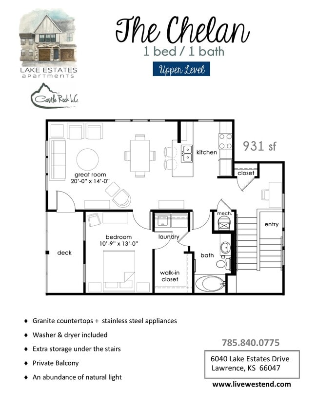 The Chelan - 1 bedroom (upper level) - Lake Estates