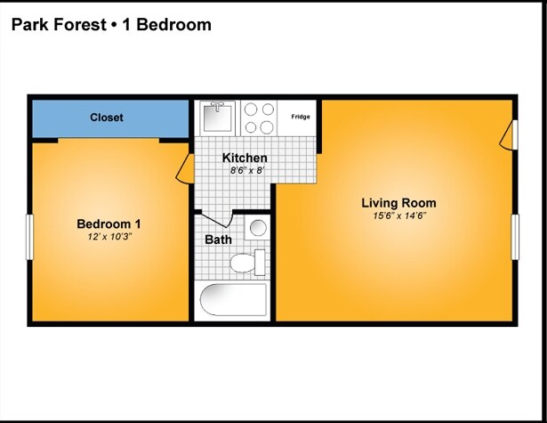 1BR/1BA - Park Forest Apartments