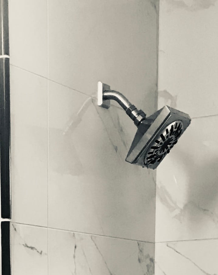 Deluxe Nickel shower head and faucets - 6012 Donlar St