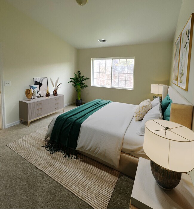 Master bedroom staged - 350 Hidden Ridge Ct
