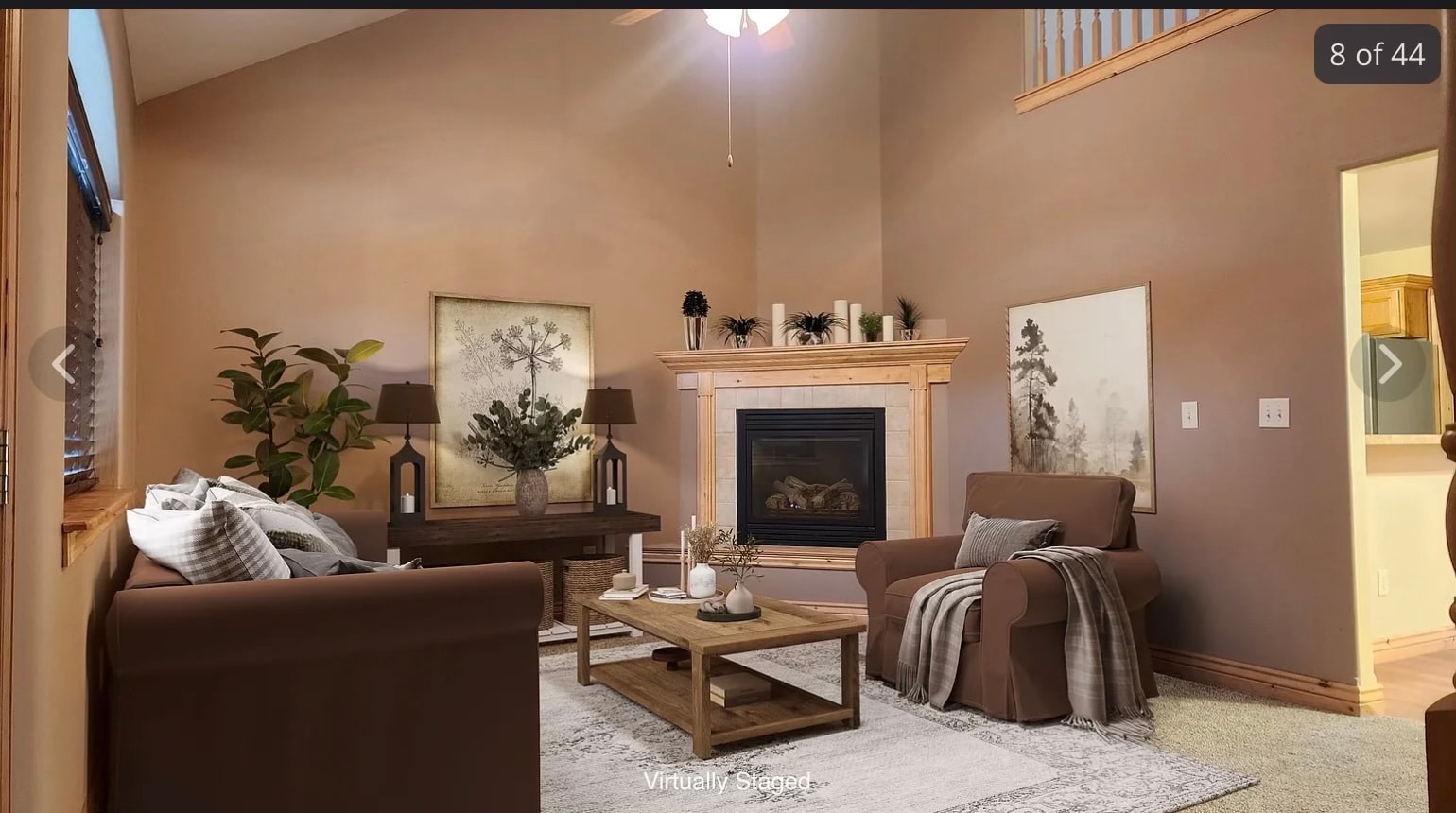 Main floor living area with gas fireplace - 524 E Broadway St
