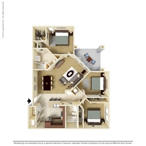 C1--3 Bedroom-1276 sf-3/2 - Preserve Parc