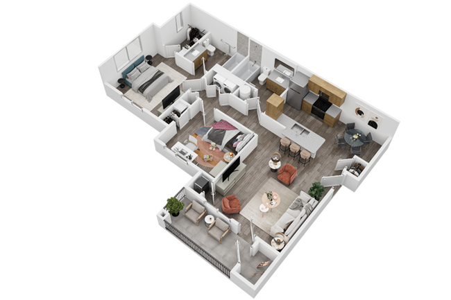 Sage Point Village Apartments 2 Bedroom 2 Bathroom 3D Floor Plan in Ammon ID - Sage Point Village