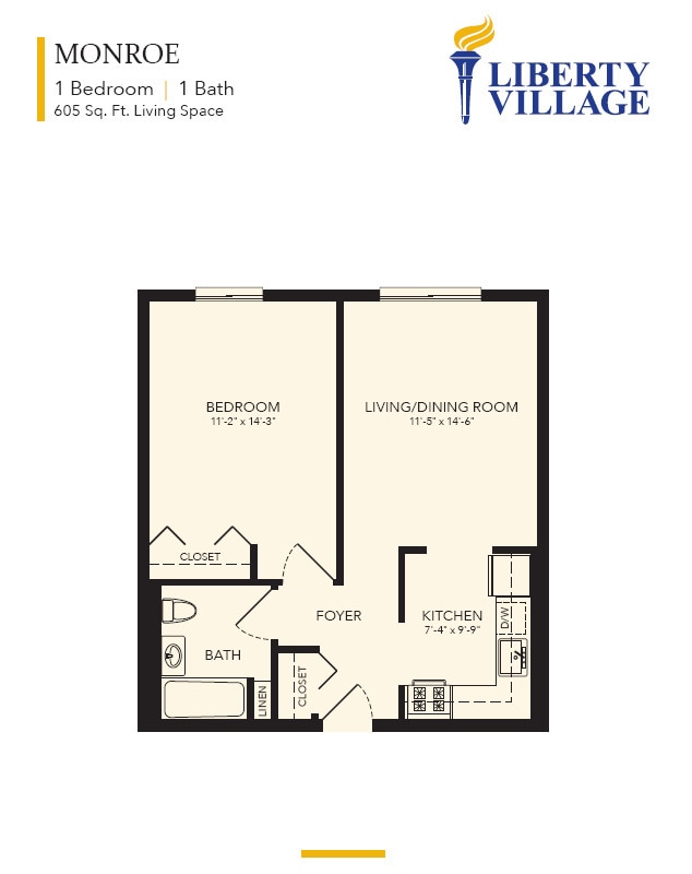 Monroe - 1 Bedroom - Liberty Village