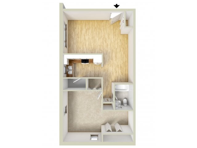One bedroom floor plan - Allandale Village Apartments