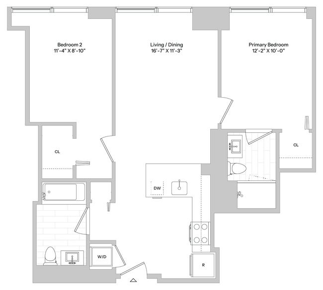 B1 | 2 Bed | 2 Bath floor plan The Greyson - The Greyson