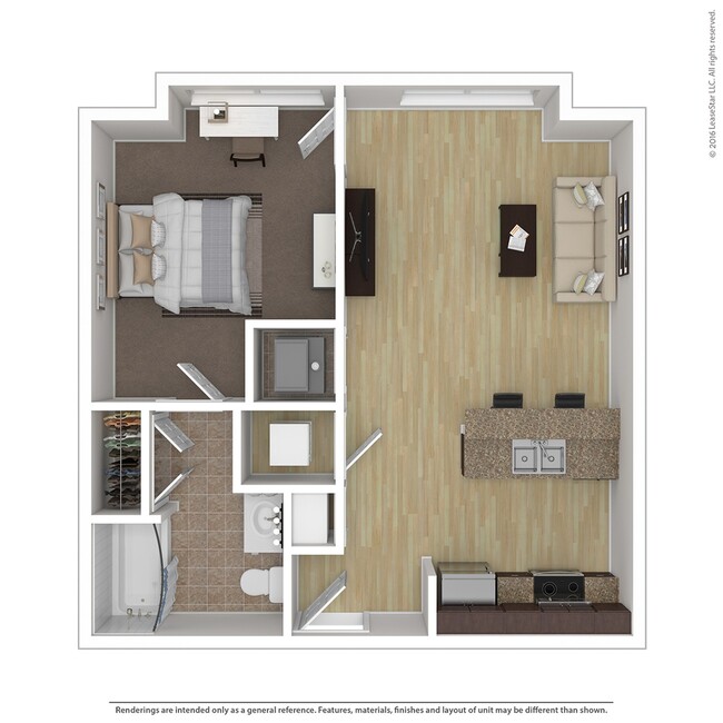 1 Bedroom Floorplan - Irish Flats