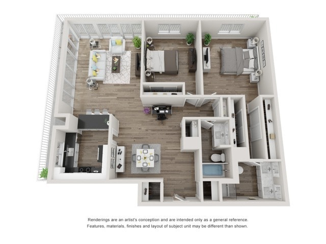 2030 Vallejo Street_Two Bedroom Two Bath Floorplan - Vallejo Street