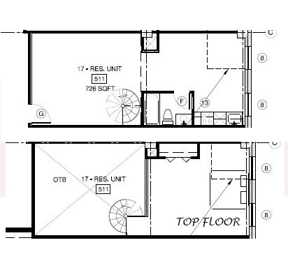 Split level loft floor plan - Lofts @ 624