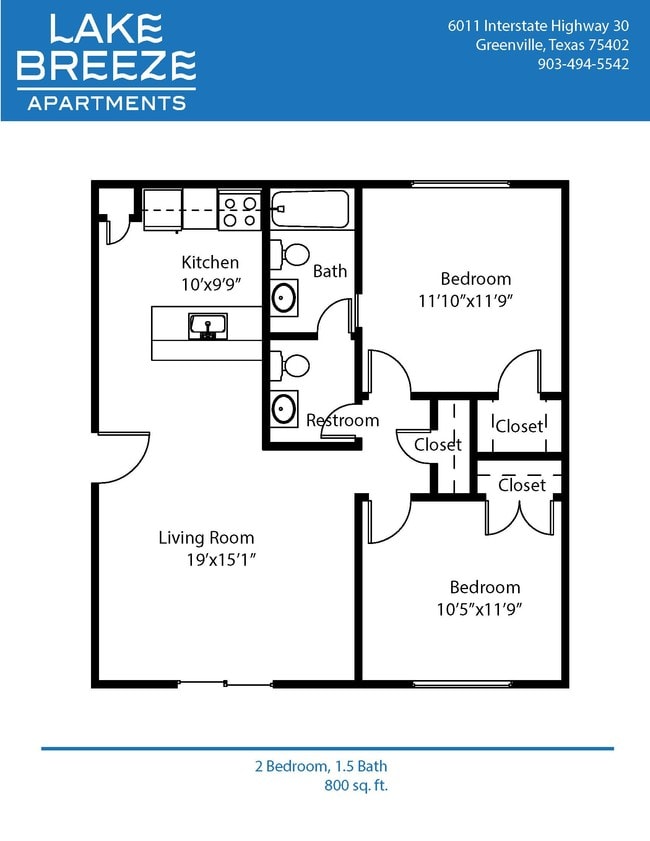 2 Bed, 1.5 Bath - Lake Breeze