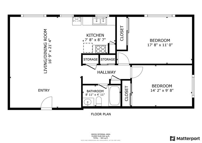 2 Bed / 1 Bath 904 Sq Feet - Main Street Apartments