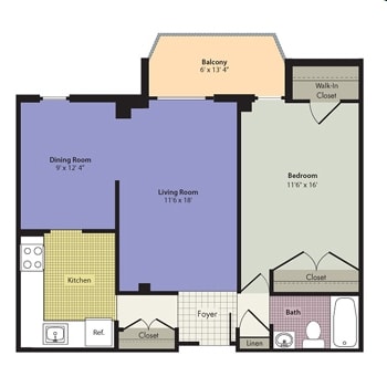 1 Bedroom (A1B) - Trillium Apartments
