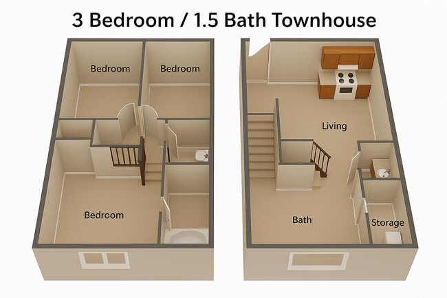 3 Bedroom/ 1.5 Bath Townhouse - Laredo House Apartments