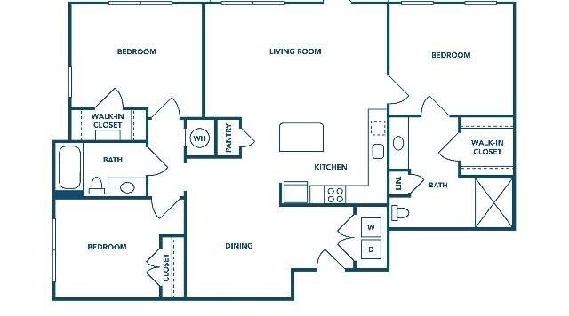 3 Bedroom | 2 Bath | 1402 SF - Ballpark Apartments @ Town Madison