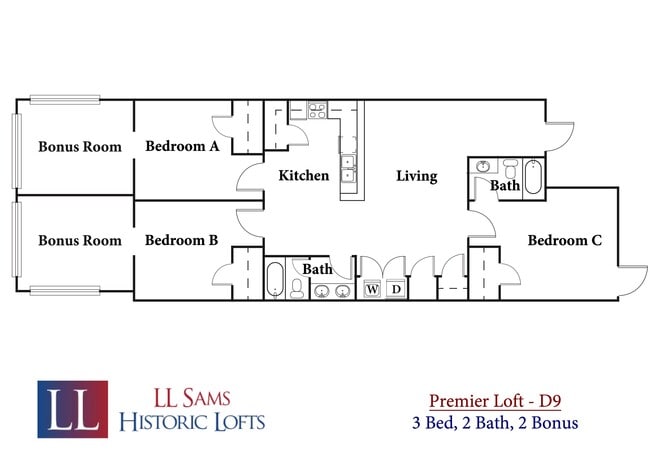 Spacious 3 bed 3 bath with 2 bonus rooms! - LL Sams Apartments
