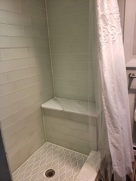 New glass tile bathroom - 25 Pinehurst Rd