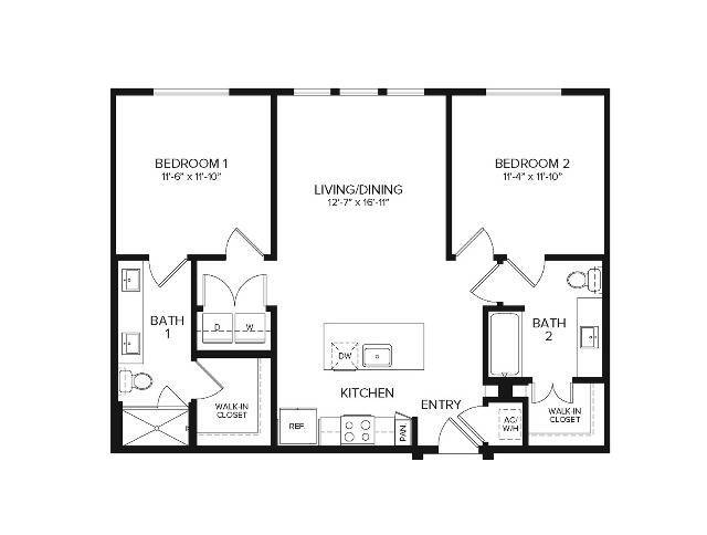 B1 | 2 bed 2 bath | 1256 sq ft - Album Mansfield 55+ Active Adult Apartment Homes