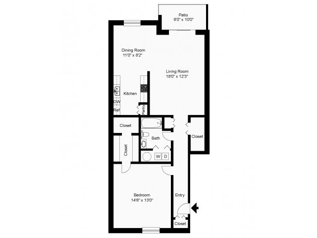 One bedroom apartment - Whiteland West Apartments