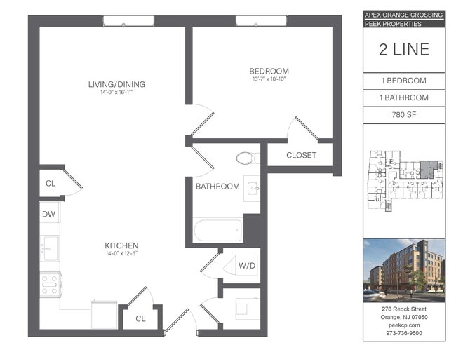 02 Line (One Bedroom) - APEX Orange Crossing