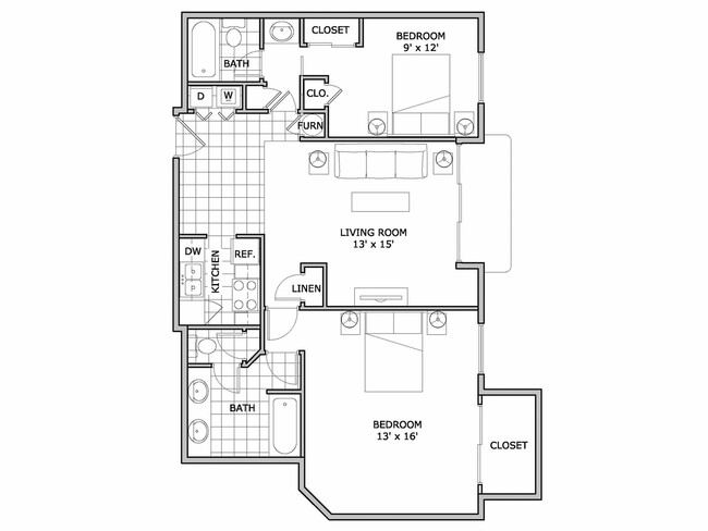 2 bedroom furnished apartment home - The Abbey Apartments